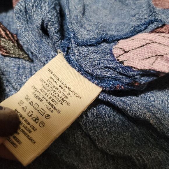 Free People Shirt Womens XS Tree Swing Tunic Floral Flowy Long Sleeve - Picture 5 of 7